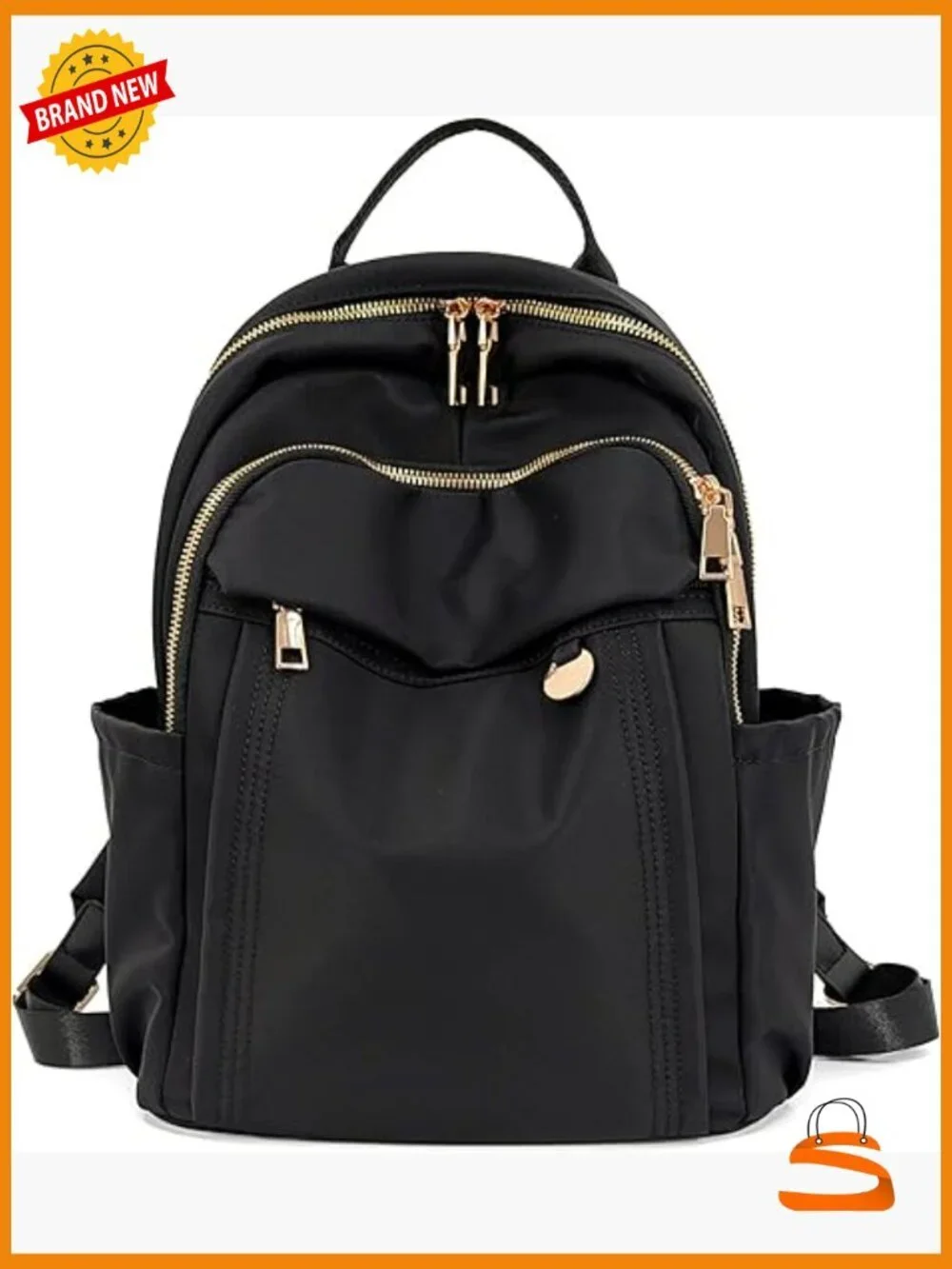 Compact Mini Backpack Purse for Women, Chic Daypack with Gold Hardware,